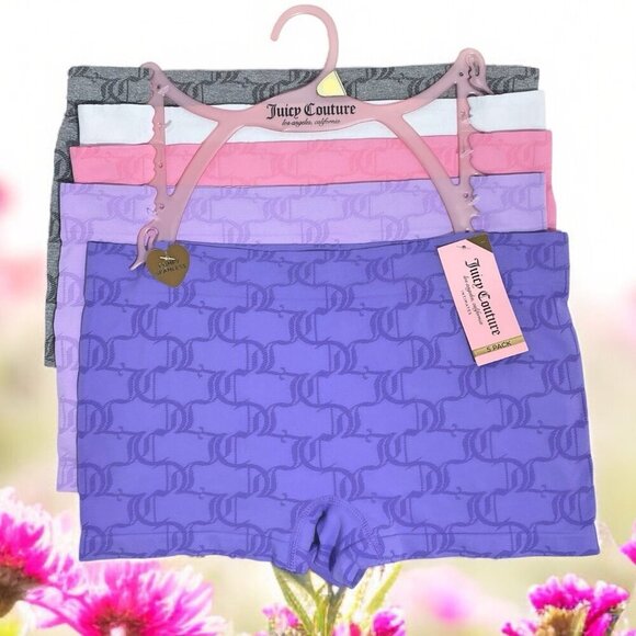 Juicy Couture Other - Juicy Couture Purple Pink White Gray Seamless Panty Shorts Underwear Set Size L
